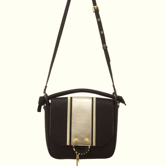 Foley + Corinna NWOT!!!! REESE SATCHEL/ CROSSBODY IN BLACK STRIPE - Picture 8 of 10